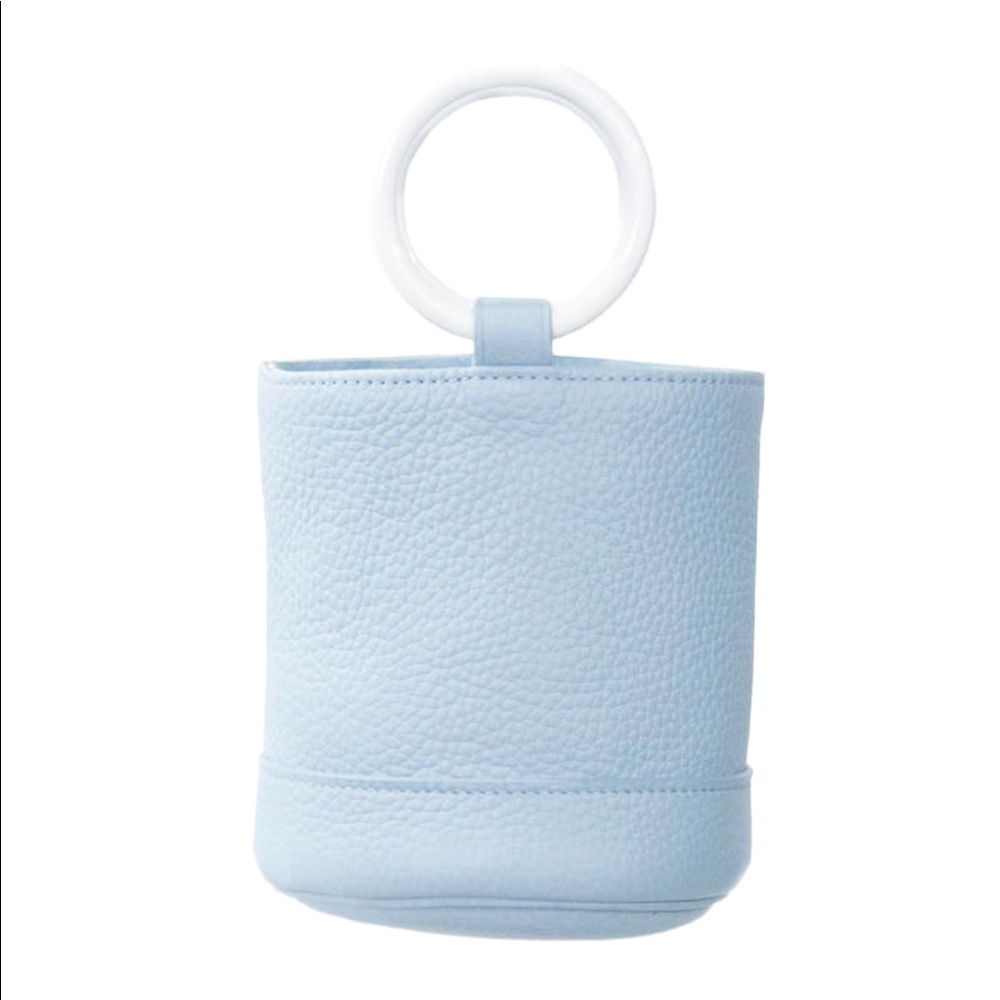 Simon Miller Mini Gray Bonsai Bag w/ White Handles